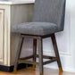 26" Gray and Brown Solid Wood Counter Height Swivel Bar Chair