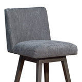 26" Gray and Brown Solid Wood Counter Height Swivel Bar Chair