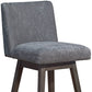 30" Gray and Brown Solid Wood Bar Height Swivel Bar Chair