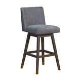 30" Gray and Brown Solid Wood Bar Height Swivel Bar Chair
