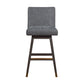 30" Gray and Brown Solid Wood Swivel Bar Chair