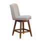 26" Taupe and Brown Solid Wood Swivel Bar Chair