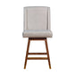 26" Taupe and Brown Solid Wood Swivel Bar Chair