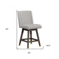 26" Brown and Gray Fabric and Solid Wood Counter Height Swivel Bar Chair