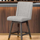 26" Brown and Gray Fabric and Solid Wood Counter Height Swivel Bar Chair