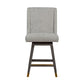 26" Brown and Gray Fabric and Solid Wood Counter Height Swivel Bar Chair