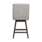 26" Brown and Gray Fabric and Solid Wood Counter Height Swivel Bar Chair