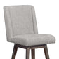 26" Brown and Gray Fabric and Solid Wood Counter Height Swivel Bar Chair