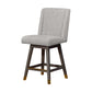 26" Brown and Gray Fabric and Solid Wood Counter Height Swivel Bar Chair