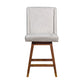26" Beige and Brown Fabric and Solid Wood Counter Height Swivel Bar Chair