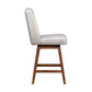 26" Beige and Brown Fabric and Solid Wood Counter Height Swivel Bar Chair
