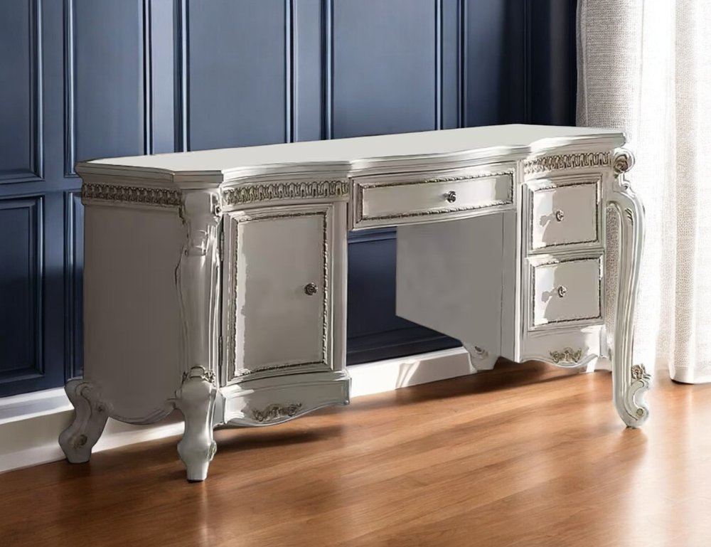 62" Pearl Wood Vanity Table With Three Drawers