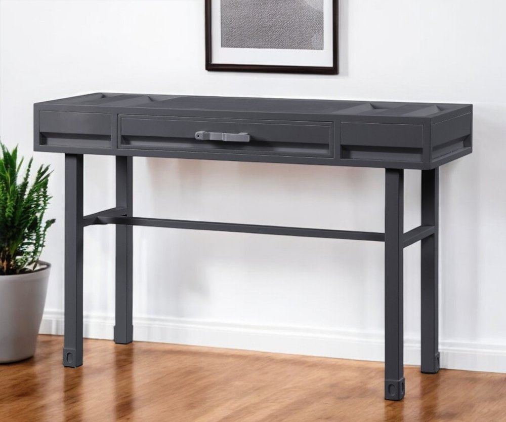 47" Gunmetal Iron And Wood Vanity Table