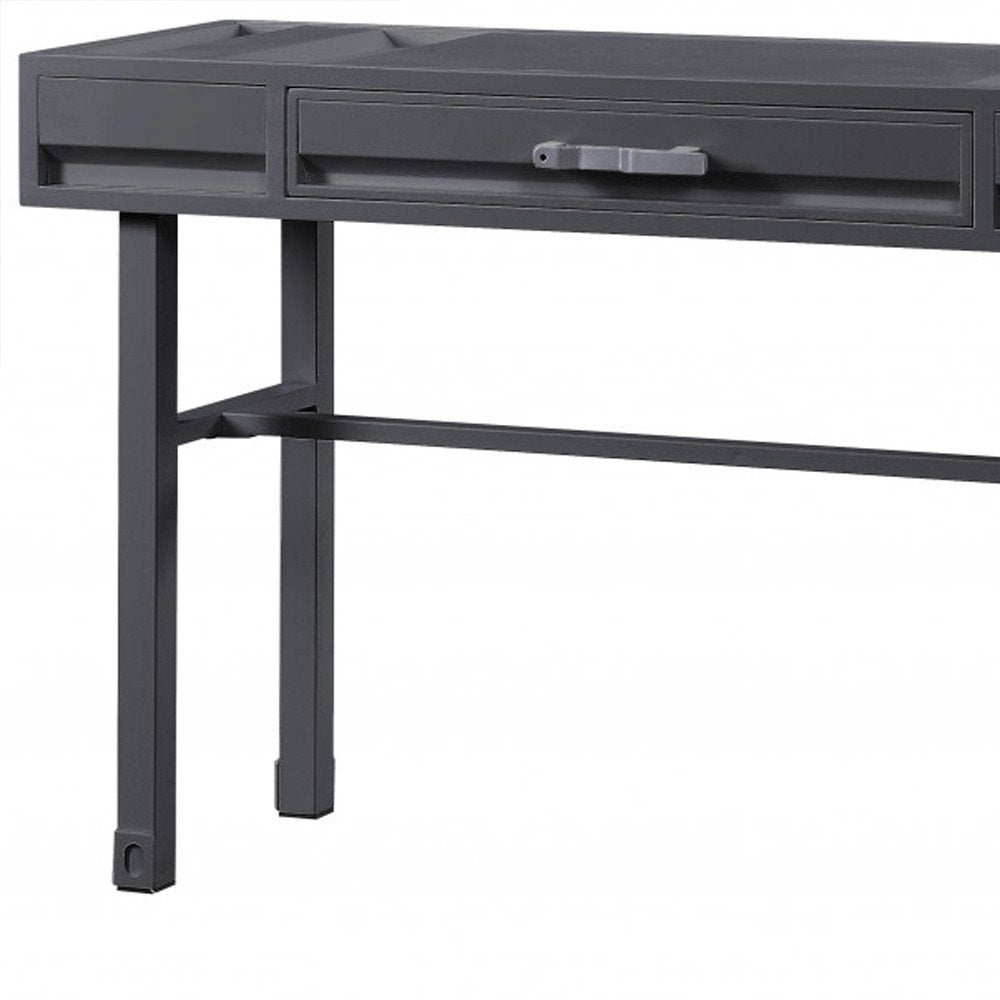 47" Gunmetal Iron And Wood Vanity Table