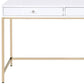 47" White And Gold Wood and Steel Vanity Table With Two Drawers