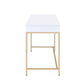 47" White And Gold Wood and Steel Vanity Table With Two Drawers