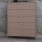 35" Brown Oak And Grey Solid And Manufactured Wood Five Drawer Chest