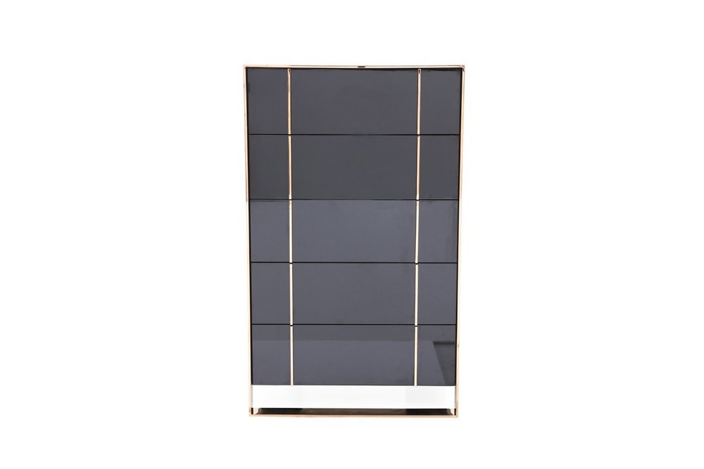 29" Black And Brushed Bronze Dresser