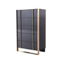 55" Black And Gold Solid Wood Six Drawer Double Dresser