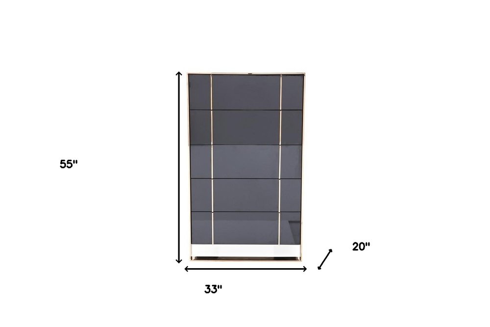 29" Black And Brushed Bronze Dresser