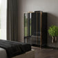 55" Black And Gold Solid Wood Six Drawer Double Dresser