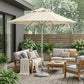10' Ecru Polyester Round Market Patio Umbrella