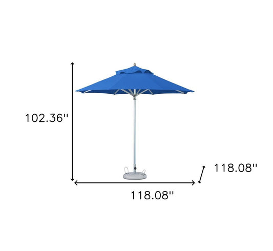 10' Blue Polyester Round Tilt Cantilever Patio Umbrella with Stand