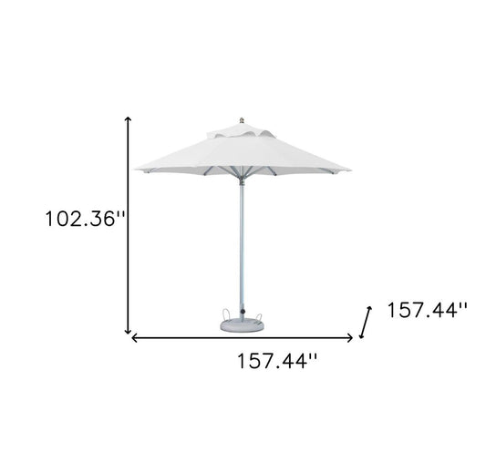 13" White Polyester Round Tilt Cantilever Patio Umbrella with Stand