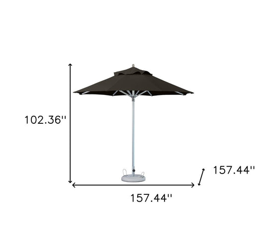 13' Black Polyester Round Tilt Cantilever Patio Umbrella with Stand
