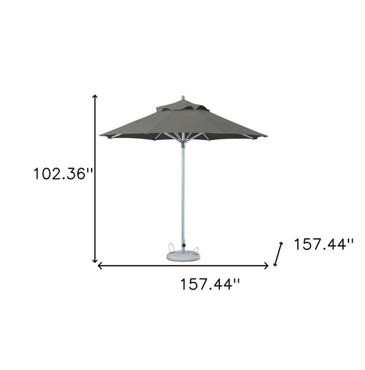 13' Charcoal Polyester Round Tilt Cantilever Patio Umbrella with Stand