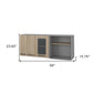 24" Gray and Natural Wood Wall Mounted Kitchen Cabinet With Three Doors