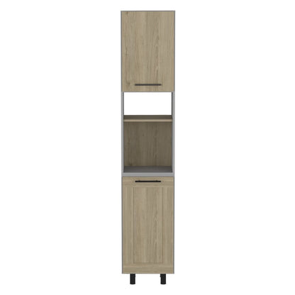 82" Gray And Oak Wood Pantry Or Storage Closet