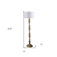 62" Brown And White Polyresin Floor Lamp With White Fabric Shade