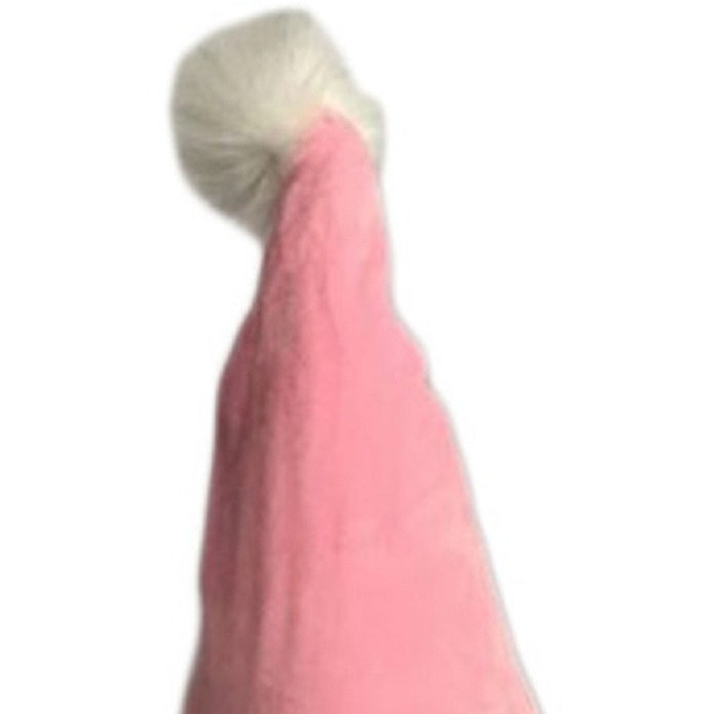 30" Pink and White Fabric Christmas Standing Gnome Tabletop Sculpture