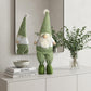 30" Green and White Fabric Christmas Standing Gnome Tabletop Sculpture