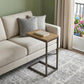 25" Oak and Black Distressed Solid Wood and Steel Frame End Table
