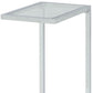 26" Clear And White Glass And Steel Sled End Table