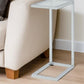 26" Clear And White Glass And Steel Sled End Table
