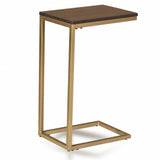 25" Dark Brown Solid Wood And Steel Frame End Table