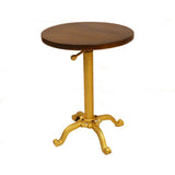 22" Gold And Elm Solid Wood Round End Table