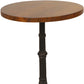 28" Black And Wood Brown Solid Wood And Iron Round End Table