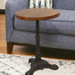 28" Black And Wood Brown Solid Wood And Iron Round End Table