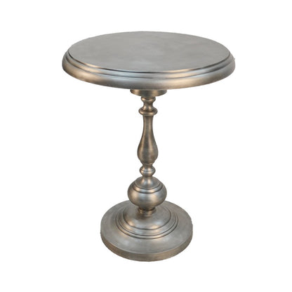 24" Nickel Iron Round Pedestal End Table