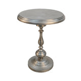 24" Nickel Iron Round Pedestal End Table