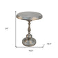 24" Nickel Iron Round Pedestal End Table