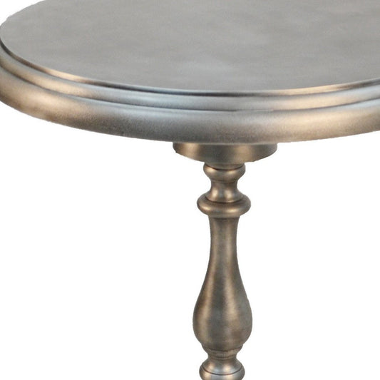 24" Nickel Iron Round Pedestal End Table