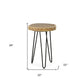 26" Black Solid Wood And Iron Round End Table