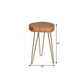 26" Gold And Natural Solid Wood Round End Table