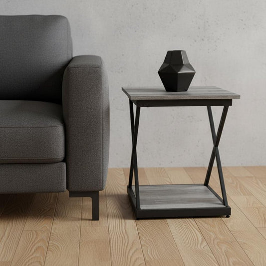 20" Black And Brown Manufactured Wood Square End Table