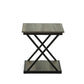 20" Gray and Black Wood and Iron Square Frame End Table With Shelf
